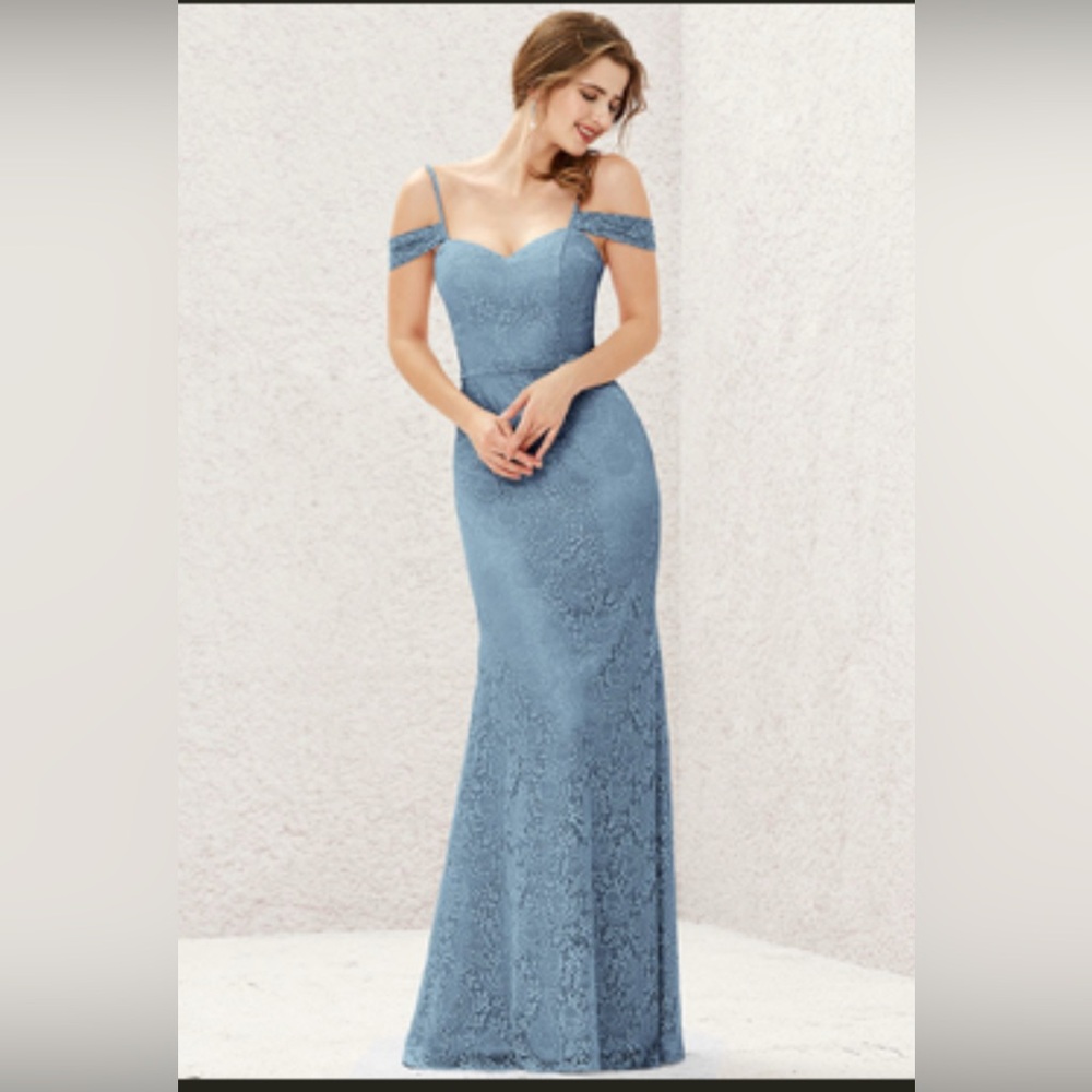 Stacee’s Dress brand! Elegant Blue Lace Off-Shoulder